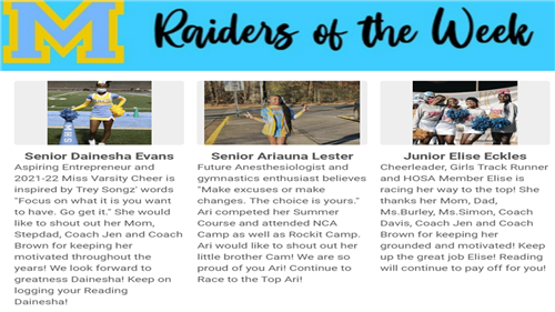 Raider Readers of the Week